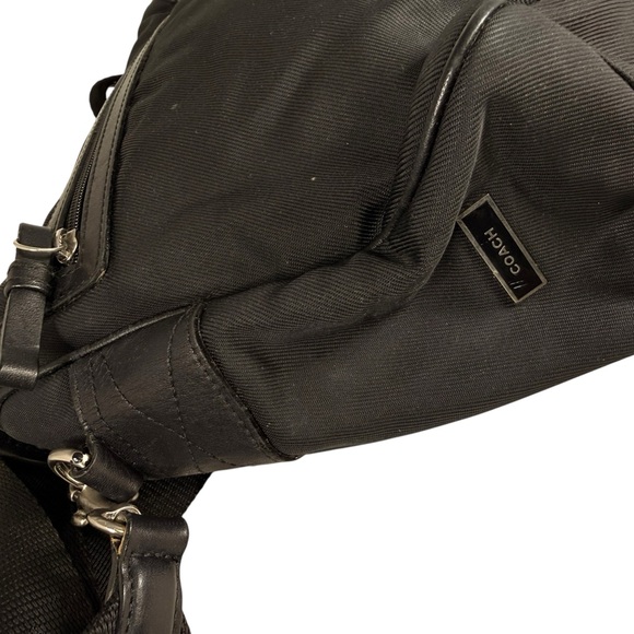 COACH KIJ-7435 Rare 1980's Black Twill and Leather Crossbody Bag - Picture 14 of 16